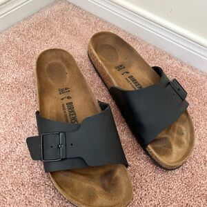 Birkenstock Black and Brown Slide Sandals